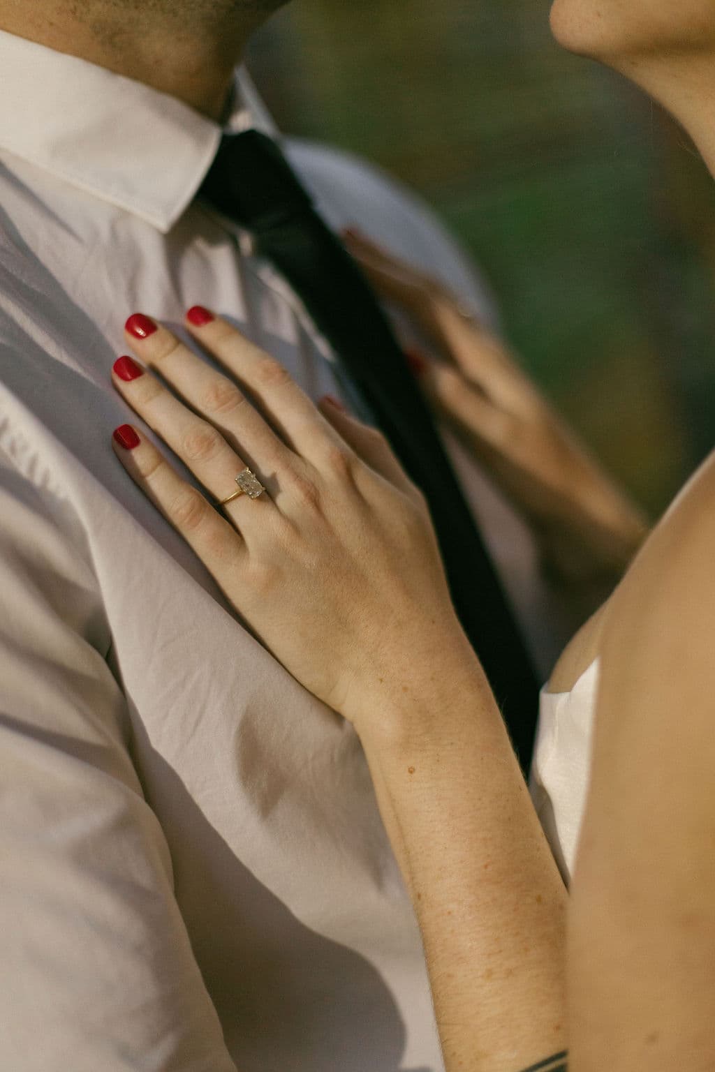 Close up of engagement ring